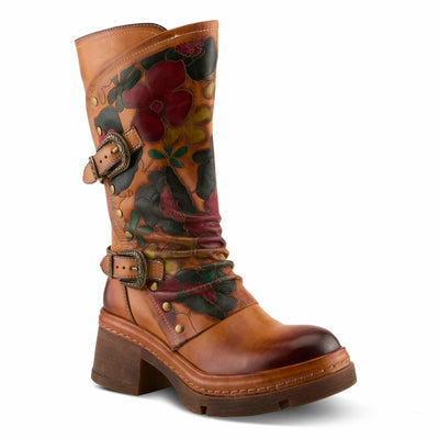 Spring Step L'Artiste Coolvibes Platform Boots | Hand-Painted Leather Mid-Shaft Boots with Buckle Detail