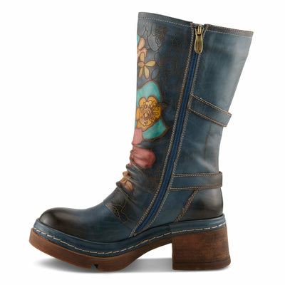 Spring Step L'Artiste Coolvibes Platform Boots | Hand-Painted Leather Mid-Shaft Boots with Buckle Detail