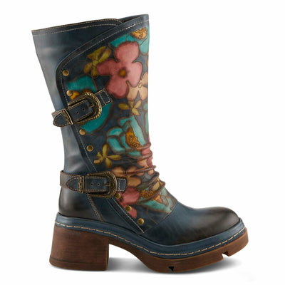 Spring Step L'Artiste Coolvibes Platform Boots | Hand-Painted Leather Mid-Shaft Boots with Buckle Detail