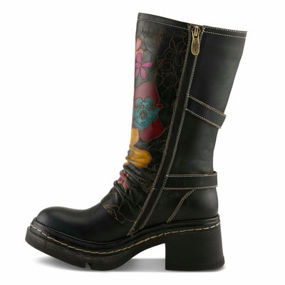 Spring Step L'Artiste Coolvibes Platform Boots | Hand-Painted Leather Mid-Shaft Boots with Buckle Detail
