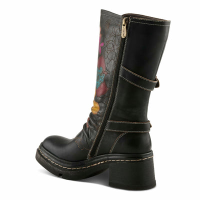 Spring Step L'Artiste Coolvibes Platform Boots | Hand-Painted Leather Mid-Shaft Boots with Buckle Detail