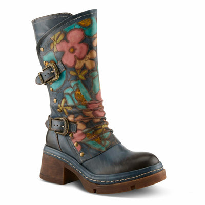 Spring Step L'Artiste Coolvibes Platform Boots | Hand-Painted Leather Mid-Shaft Boots with Buckle Detail