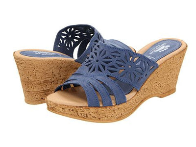Spring Step Women's Dora Wedge Slide Sandal, Blue, 42 EU/11 M US