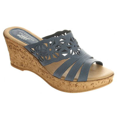 Spring Step Women's Dora Wedge Slide Sandal, Blue, 42 EU/11 M US